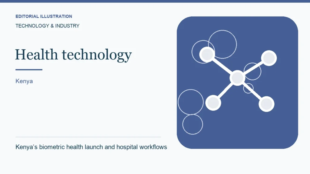 Editorial illustration: Kenya’s biometric health launch and hospital workflows