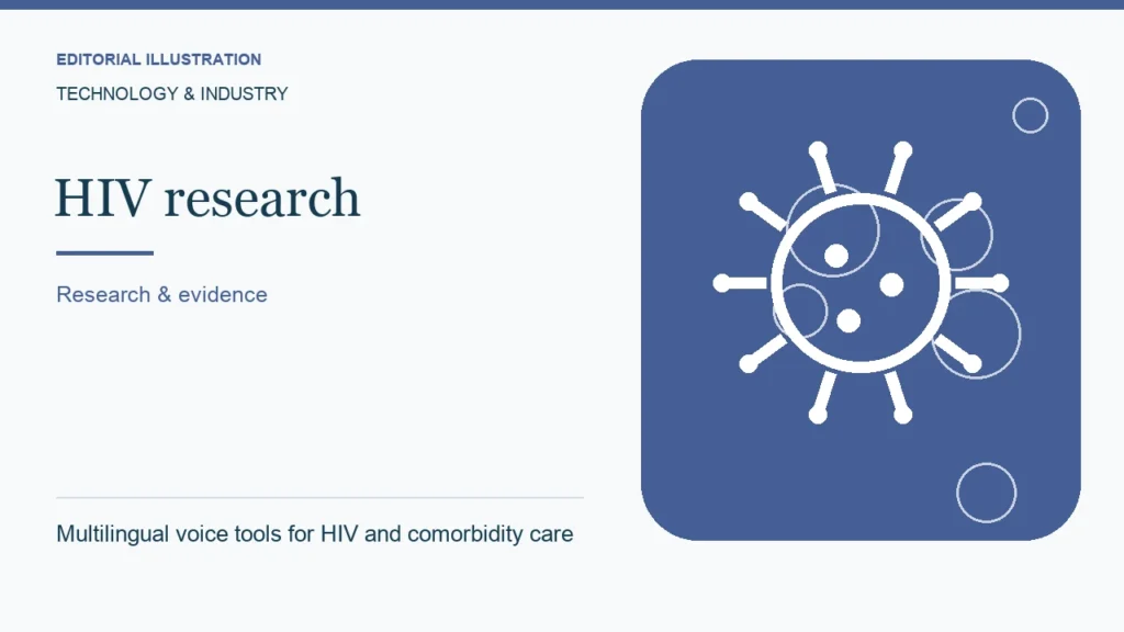 Editorial illustration: Multilingual voice tools for HIV and comorbidity care
