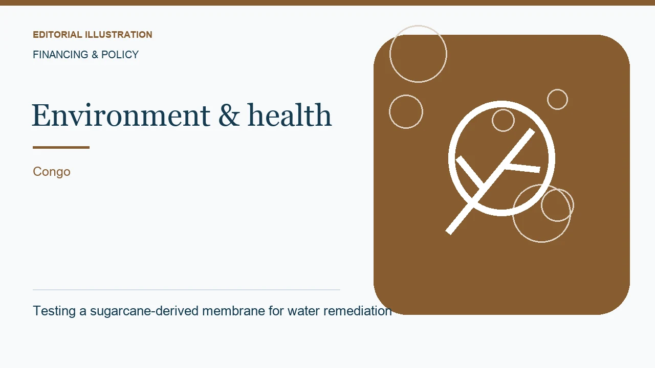 Editorial illustration: Testing a sugarcane-derived membrane for water remediation