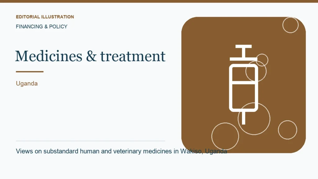 Editorial illustration: Views on substandard human and veterinary medicines in Wakiso, Uganda