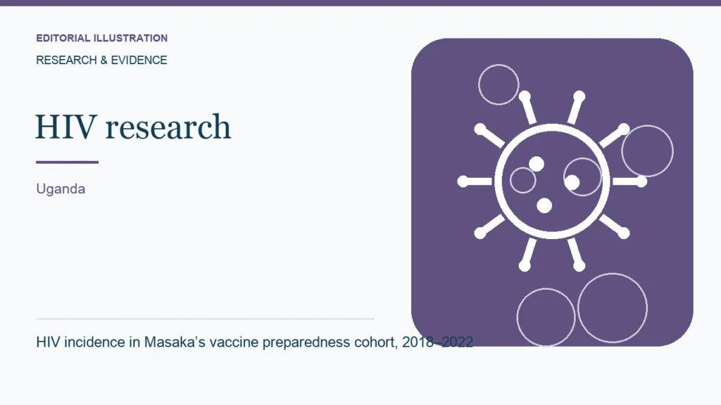 Editorial illustration: HIV incidence in Masaka’s vaccine preparedness cohort, 2018–2022