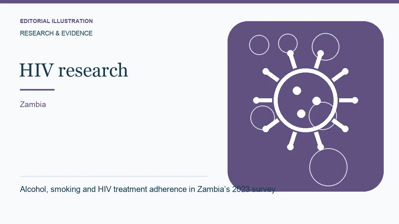 Editorial illustration: Alcohol, smoking and HIV treatment adherence in Zambia’s 2023 survey