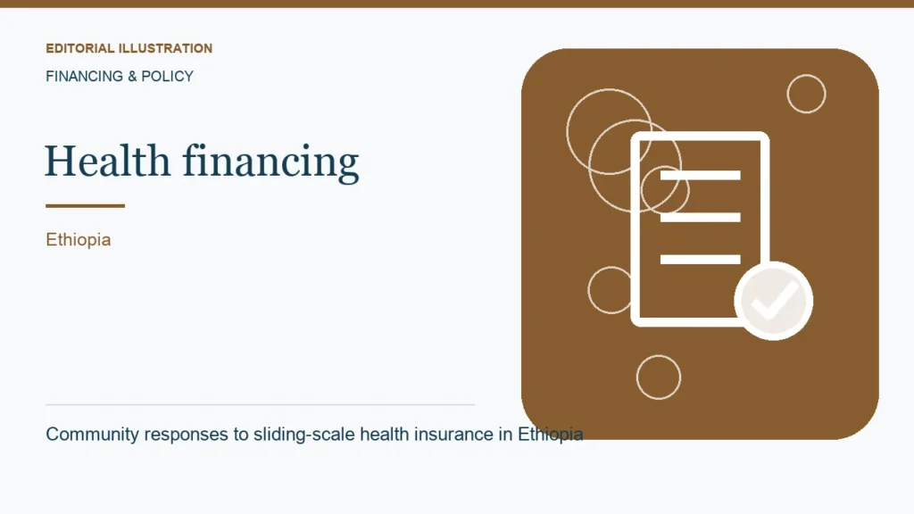 Editorial illustration: Community responses to sliding-scale health insurance in Ethiopia
