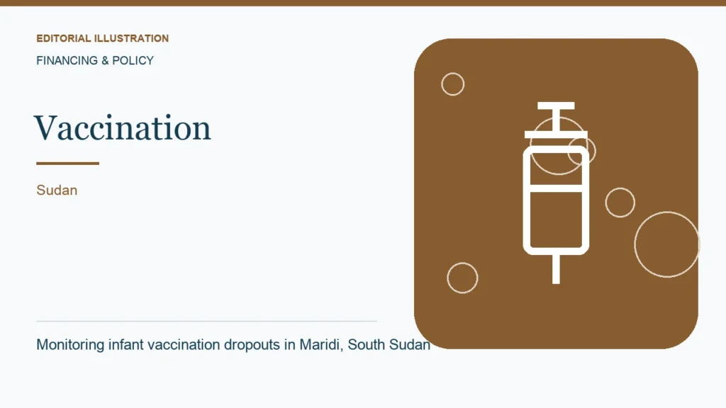 Editorial illustration: Monitoring infant vaccination dropouts in Maridi, South Sudan