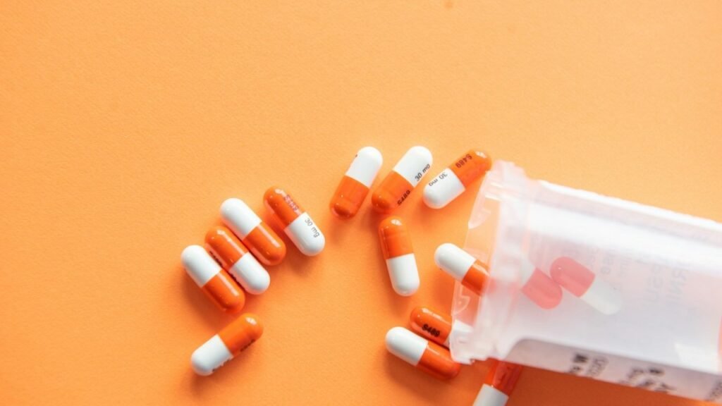 Medicine packaging on pharmacy shelves