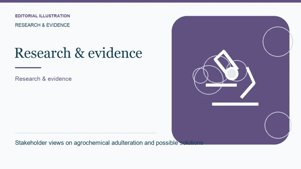Editorial illustration: Stakeholder views on agrochemical adulteration and possible solutions