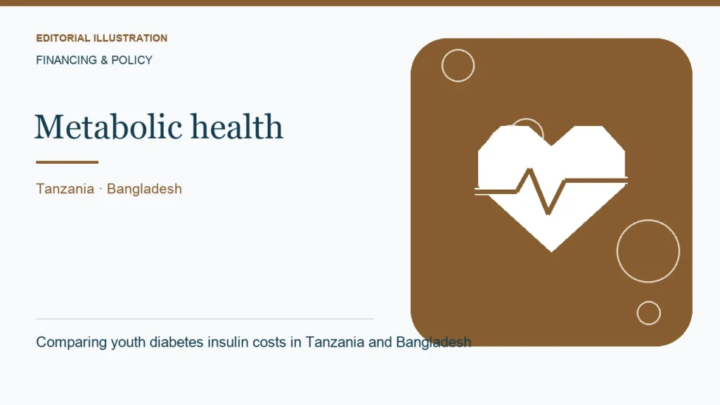 Editorial illustration: Comparing youth diabetes insulin costs in Tanzania and Bangladesh