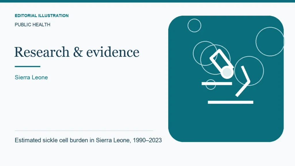 Editorial illustration: Estimated sickle cell burden in Sierra Leone, 1990–2023