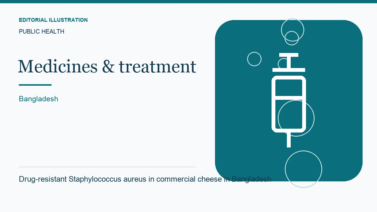 Editorial illustration: Drug-resistant Staphylococcus aureus in commercial cheese in Bangladesh