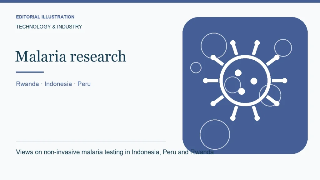Editorial illustration: Views on non-invasive malaria testing in Indonesia, Peru and Rwanda