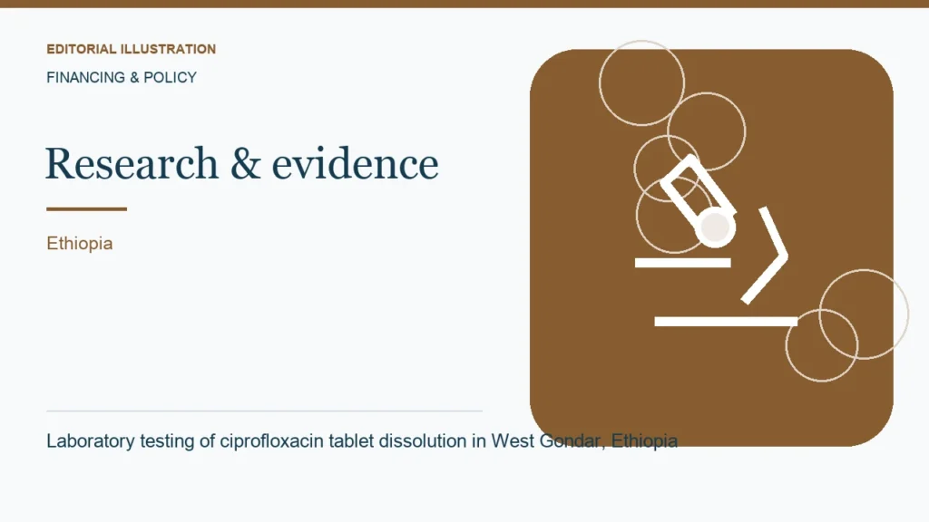 Editorial illustration: Laboratory testing of ciprofloxacin tablet dissolution in West Gondar, Ethiopia