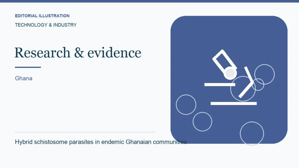Editorial illustration: Hybrid schistosome parasites in endemic Ghanaian communities